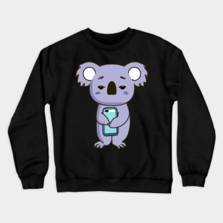 Smombie Coala, Bored Coala With Mobile Phone Crewneck Sweatshirt